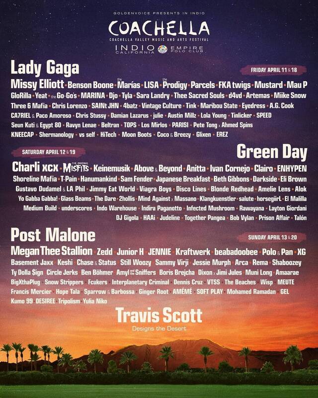 Line up del Coachella 2025. Imagen: Cortesía del festival
