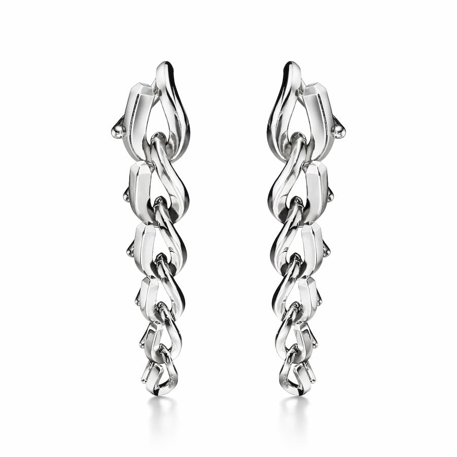 Pendientes largos plata pulida Tiffany Forge