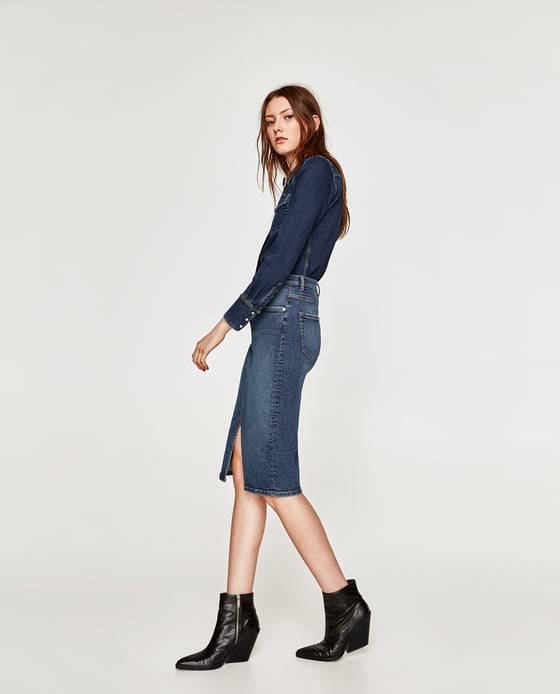 falda vaquero midi zara