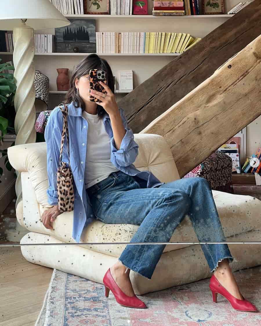 Jeanne Damas con animal print de leopardo