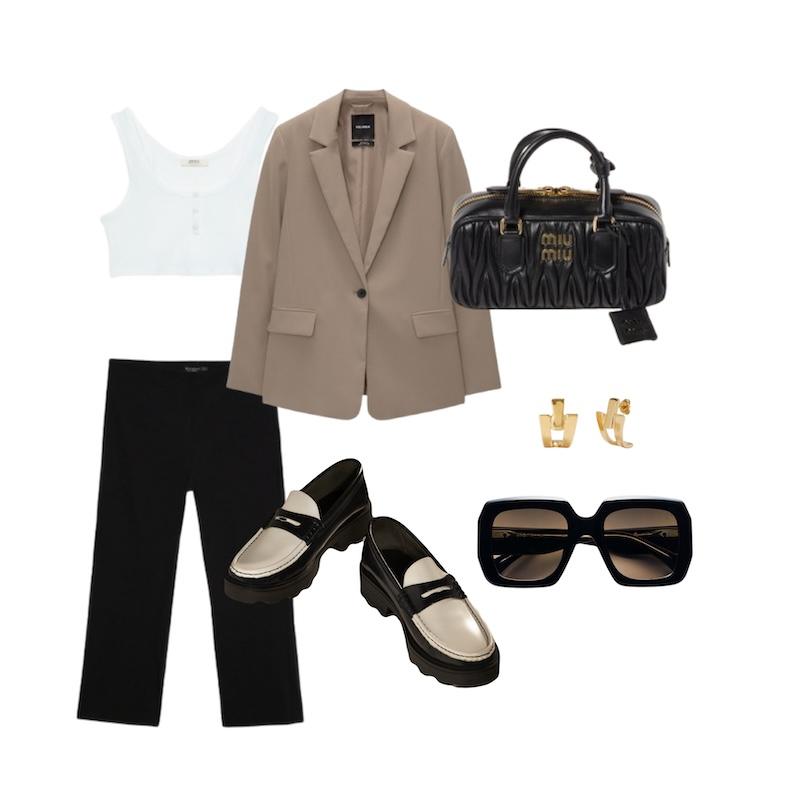 Look con blazer y pantalón Capri 