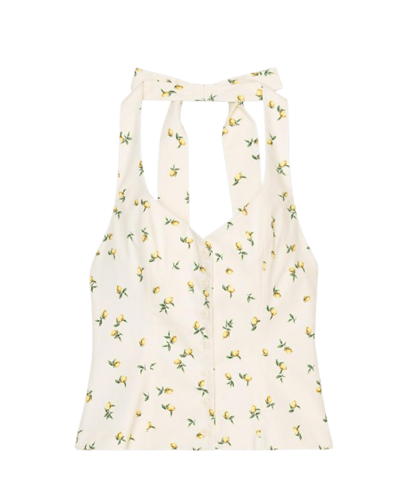 Top halter estampado limones con lazo.