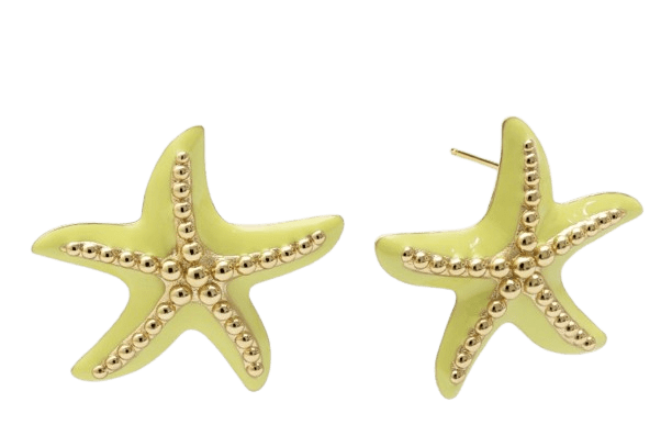 Pendientes Starfish Enamel Colors Baño Oro de Singularu.