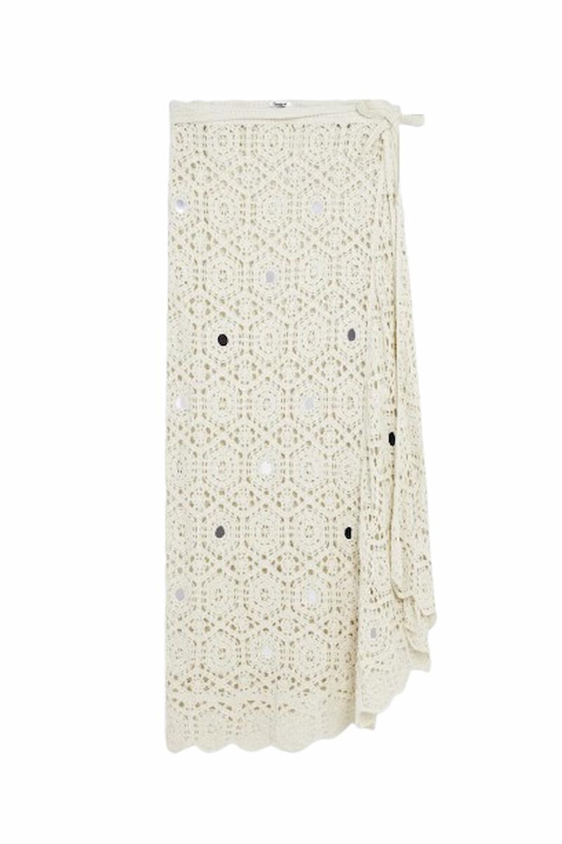 Falda pareo blanca crochet mandalas de Desigual
