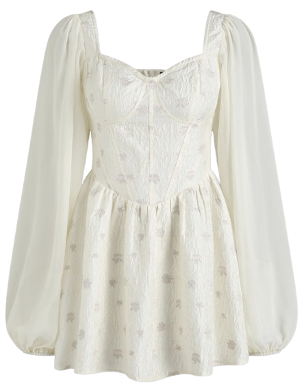 Vestido Mini de Manga Abullonada Floral de Cider.