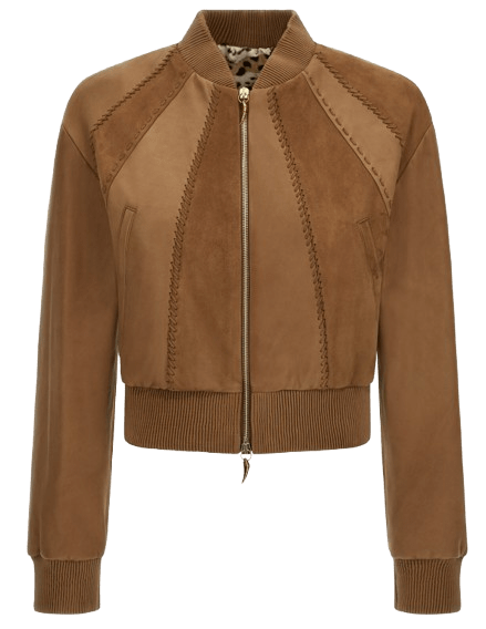 Bomber de cuero y ante de Roberto Cavalli.