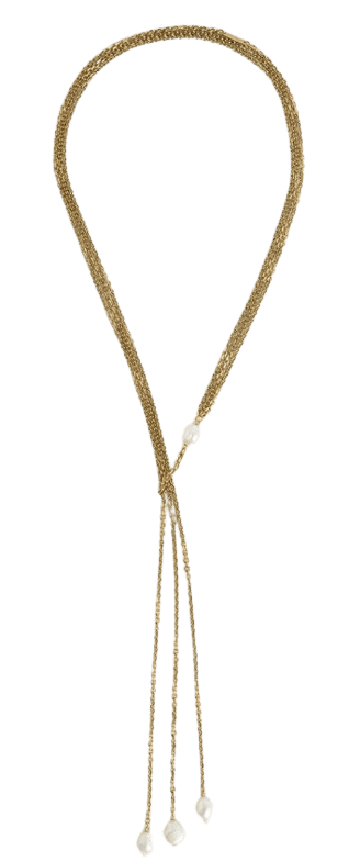 Collar de cadenas trenzadas color oro antiguo con perlas de Golden Goose.