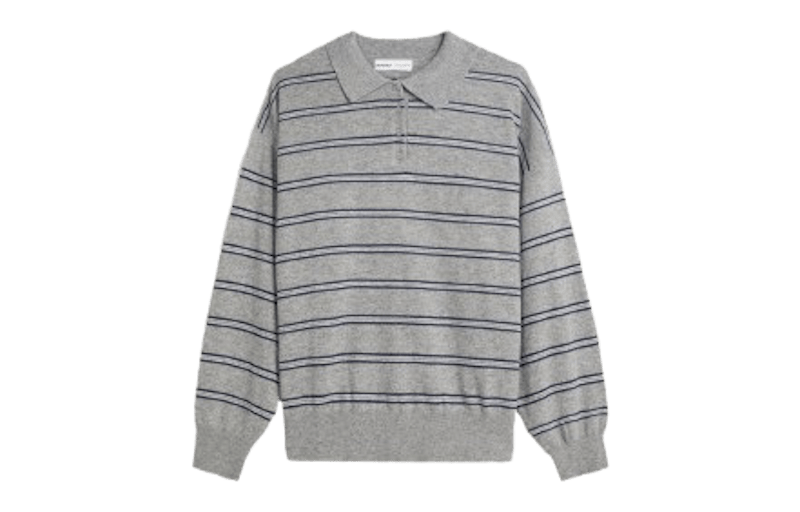Polo de rayas grises de Bershka