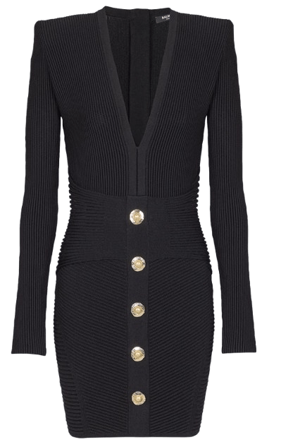 Vestido bodycon corto de punto de canalé de Balmain.