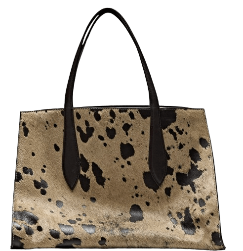 Bolso maxi icon piel con pelo estampado de Massimo Dutti.