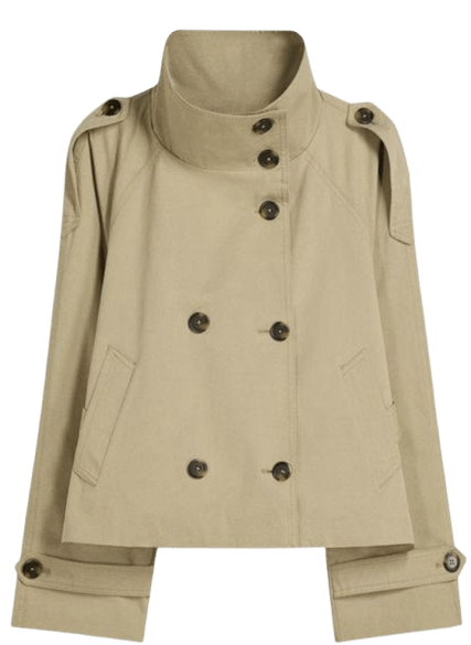 Cazadora trench corta de Bershka.