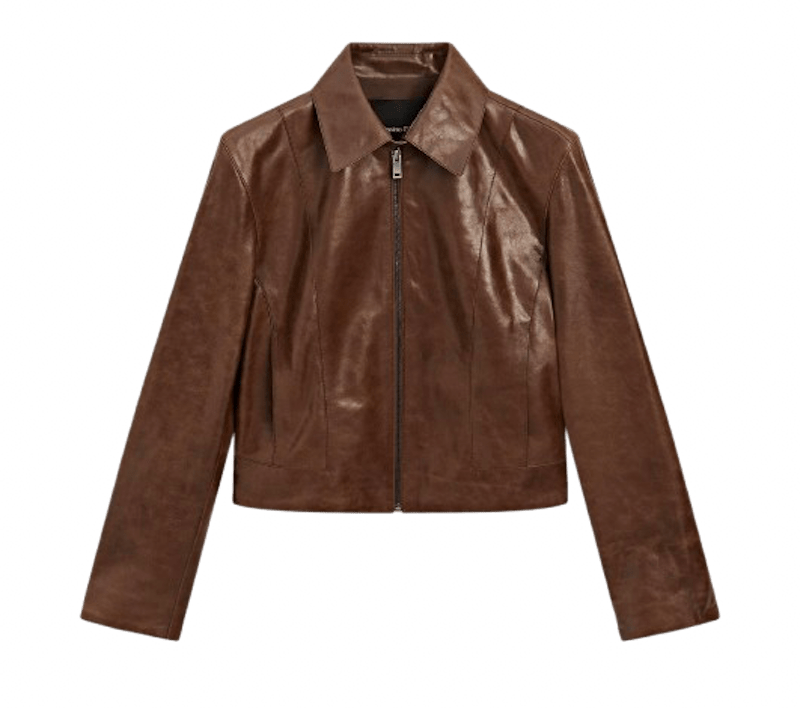 Chaqueta de cuero marrón de Massimo Dutti