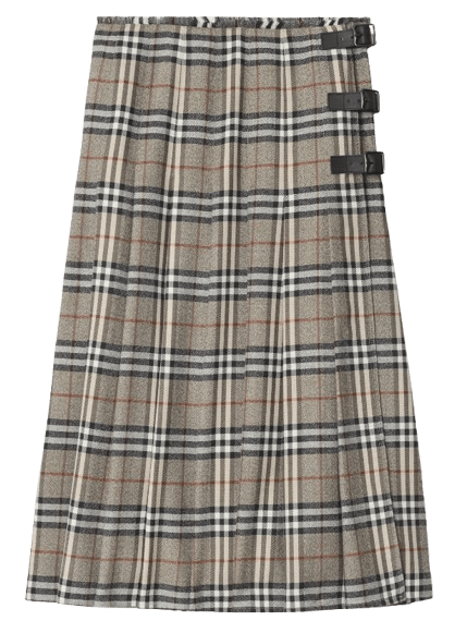 Falda escocesa midi en lana de Burberry.