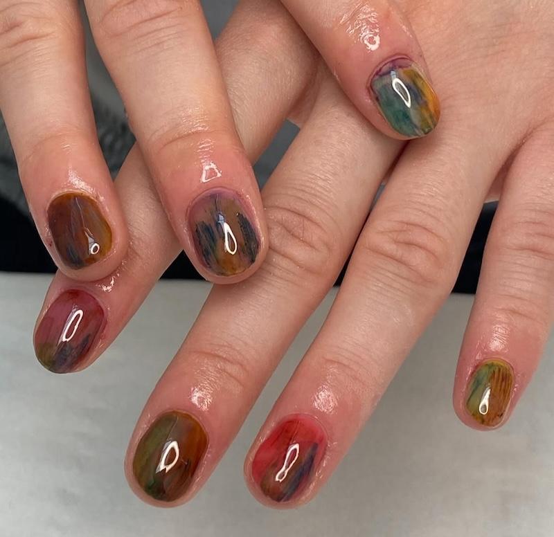 Watercolor nails para uñas cortas