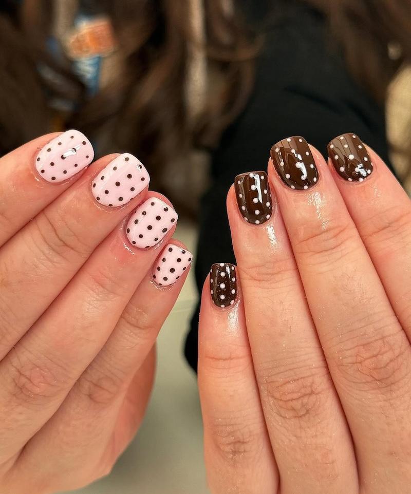 Polka dots nails para uñas cortas
