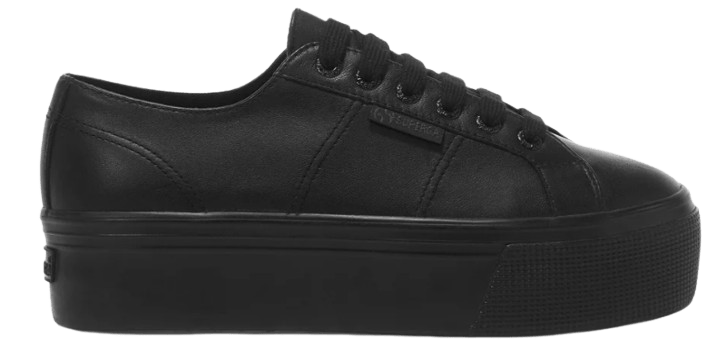 Zapatillas de cuña negras con parte superior de napa de Superga.