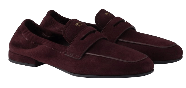 Mocasines Shuffle de ante envejecido de Prada.