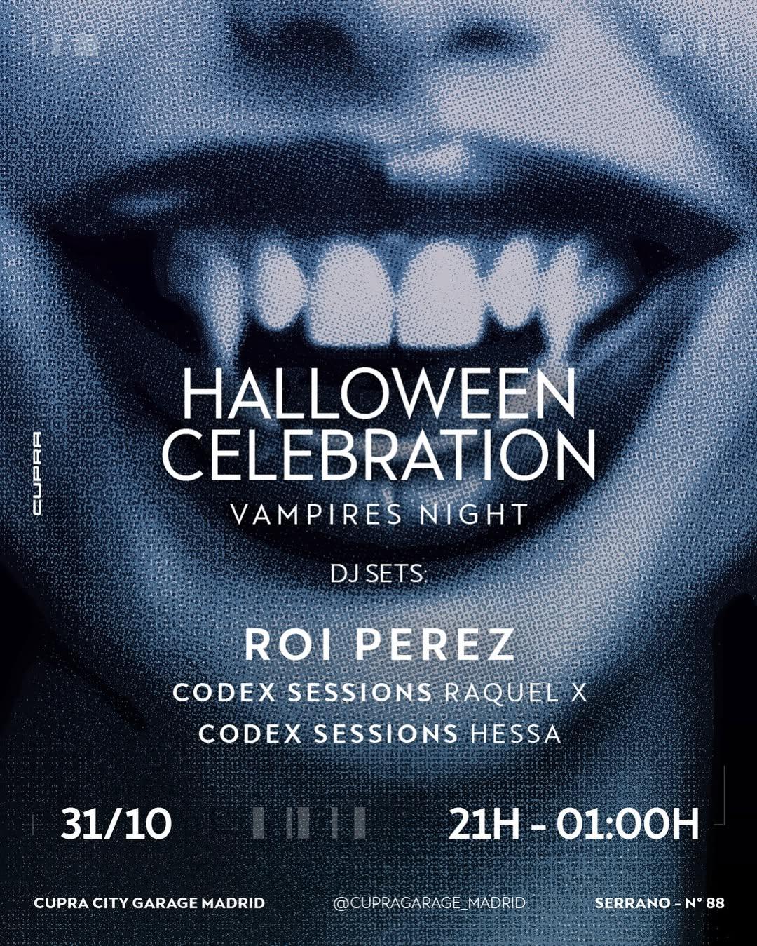 Cartel de la noche de Halloween en Cupra Garage