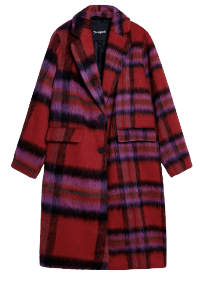 Abrigo tartán con estampado de Desigual.