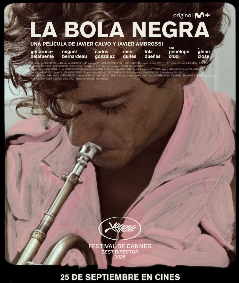 Póster oficial de «La bola negra», la nueva película de Los Javis inspirada en la obra inacabada de Federico García Lorca. Imagen: @movistarplus y @elasticafilms