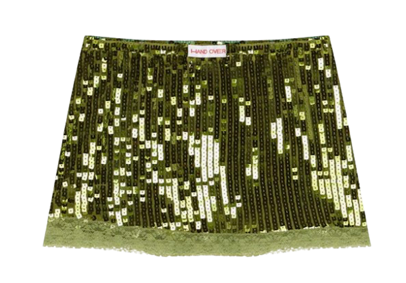 Falda de lentejuelas verde de Hand Over. Precio: 65€