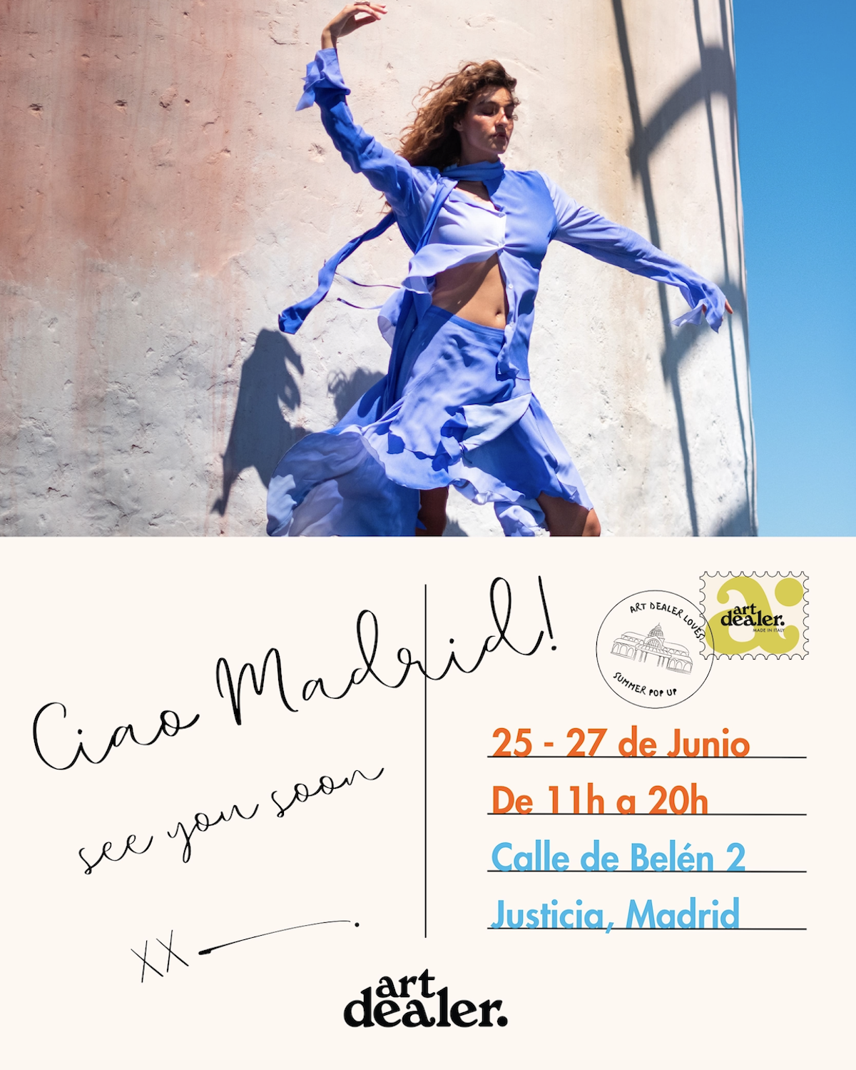 Cartel oficial de la pop up de ART DEALER en Madrid