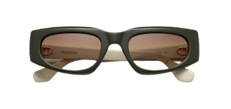 Las gafas Arlo de Vazquier en color Green Olive reinterpretan el accesorio retro imprescindible para los planes de verano y las noches de verbena.  Precio: 245€
