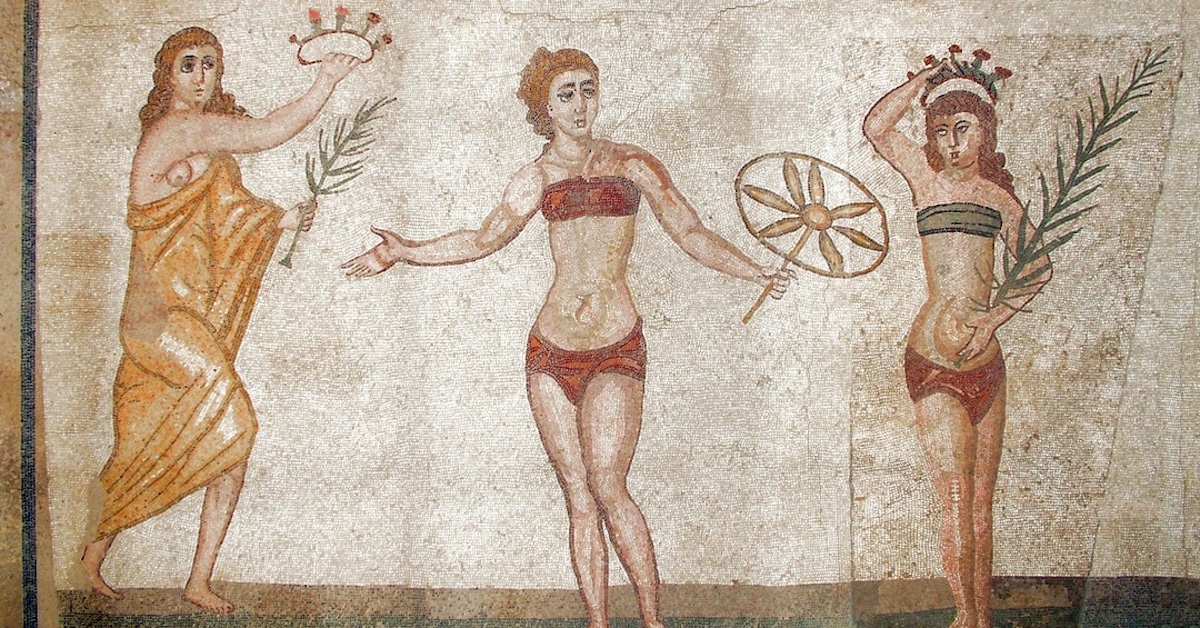 El mosaico de la Villa Romana del Casale demuestra que las mujeres ya utilizaban prendas de dos piezas hace más de 1.500 años. Imagen @canaldehistoria