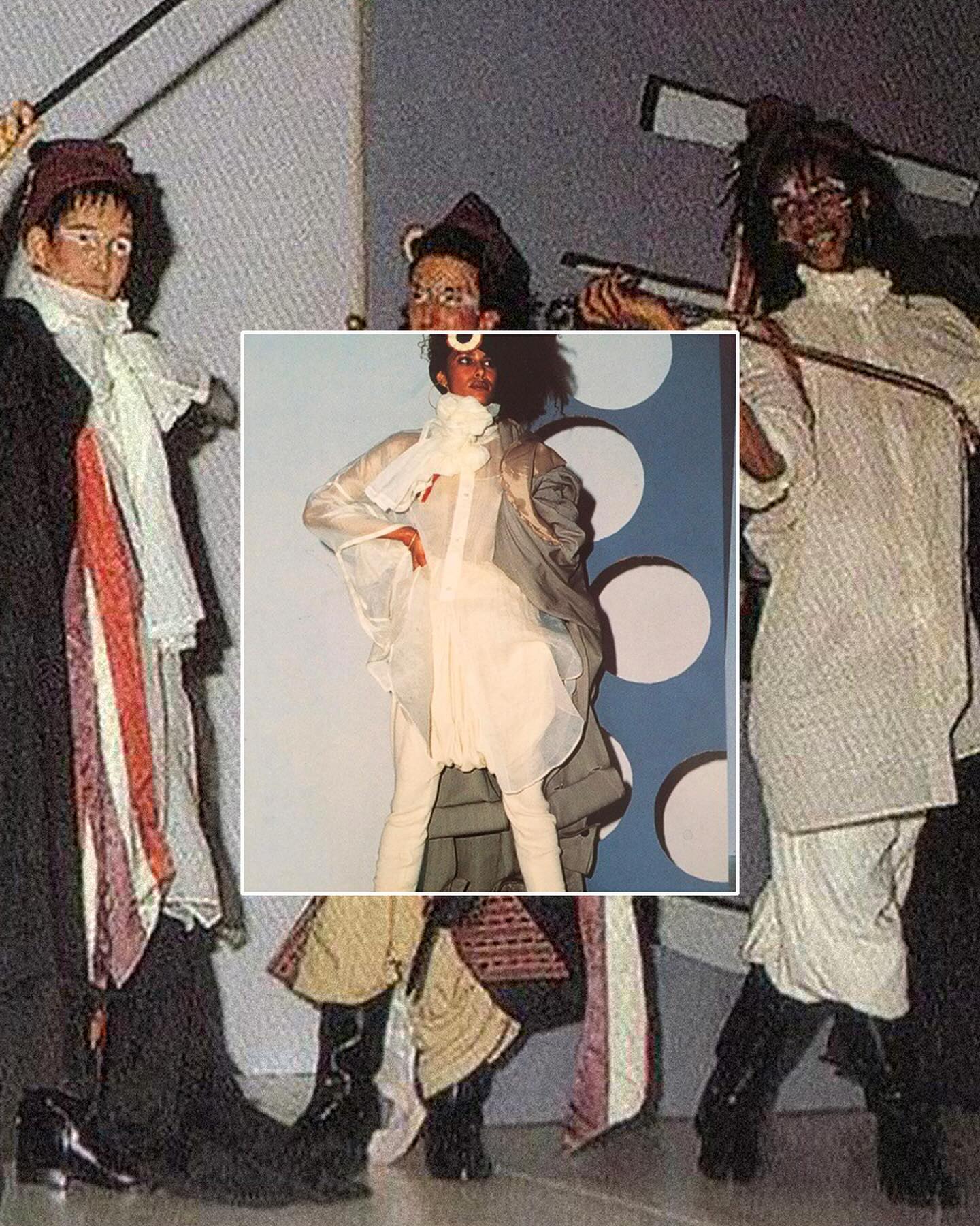 Diseños de archivo de John Galliano, ejemplo de la construcción de personajes y narrativas que caracteriza su trabajo. Imagen: @archivepdf