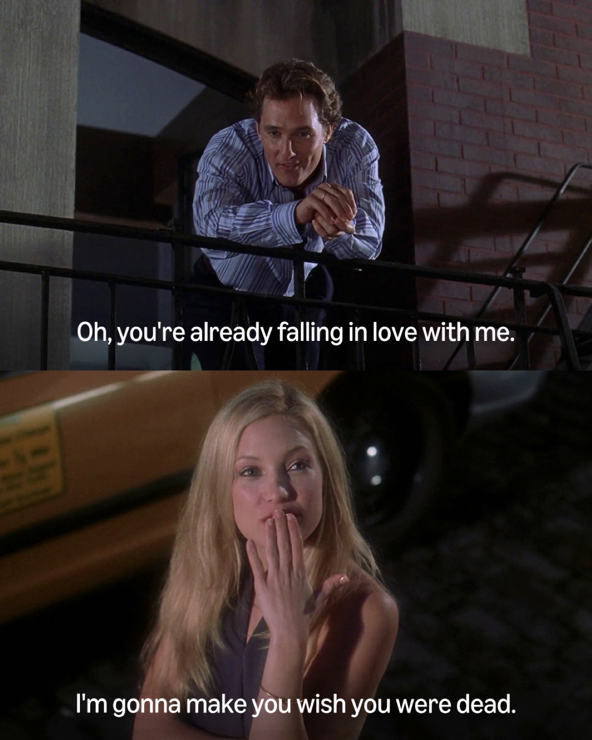 Matthew McConaughey y Kate Hudson como Ben y Andie en una escena de «Cómo perder a un chico en 10 días»