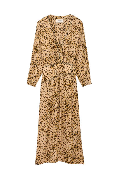 Vestido Hamy de ba&sh en color crudo con estampado de guepardo