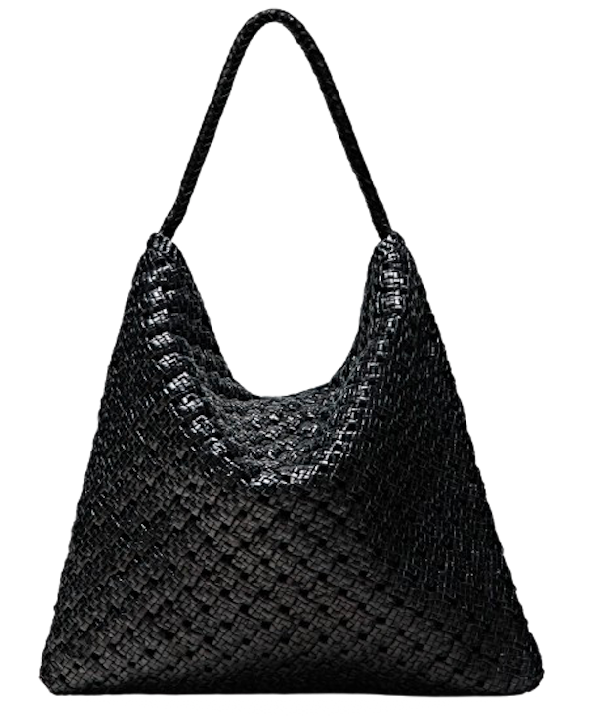 Bolso trenzado negro de Massimo Dutti. 
