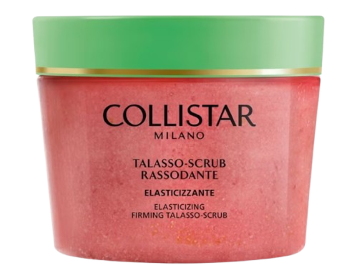 Talasso-Scrub Reafirmante Elastizante, de Collistar, uno de los mejores exfoliantes corporales. Tratamiento corporal con sales marinas, polvo de hueso de cereza y aceites esenciales que exfolia, hidrata y revitaliza la piel. Druni. Precio: 30,95 €