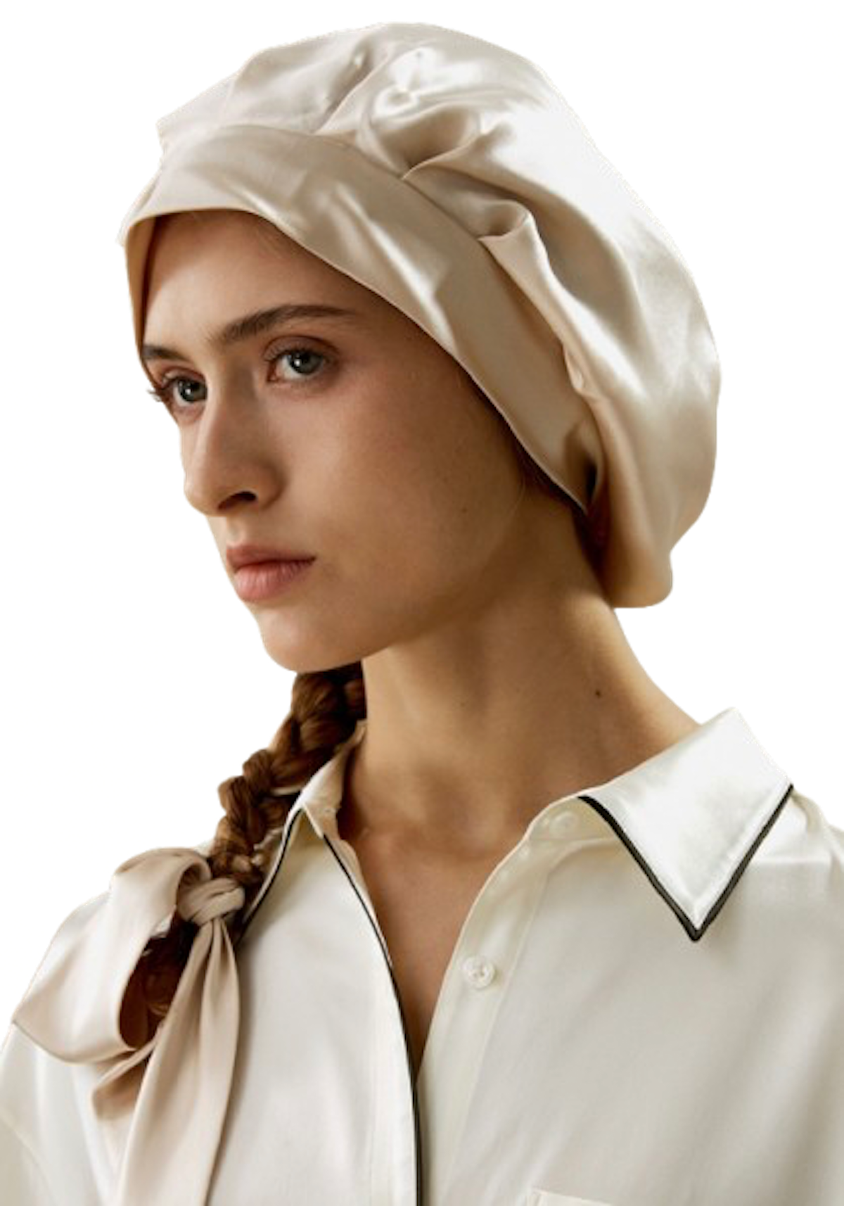 Gorro de seda de Lily Silk, un indispensable del «morning shed». Precio: 74€