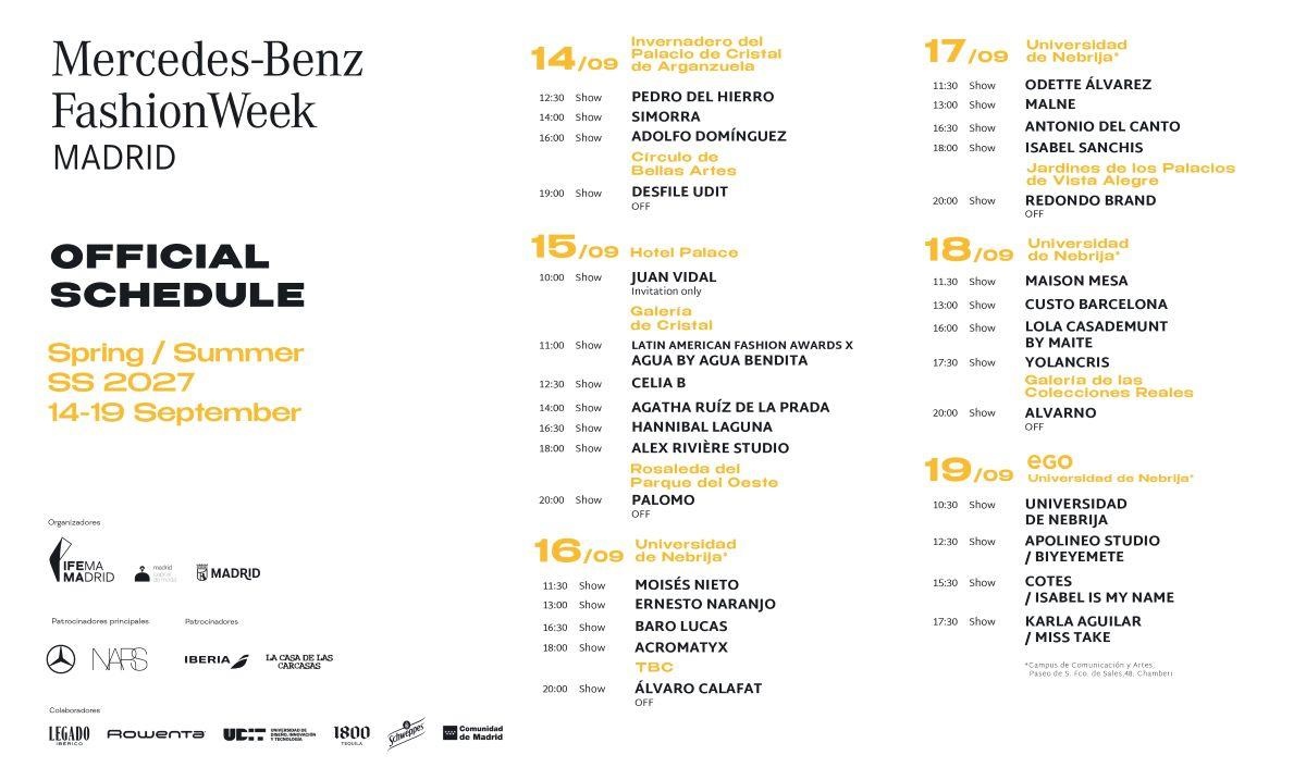 Calendario oficial de MBFW 2026