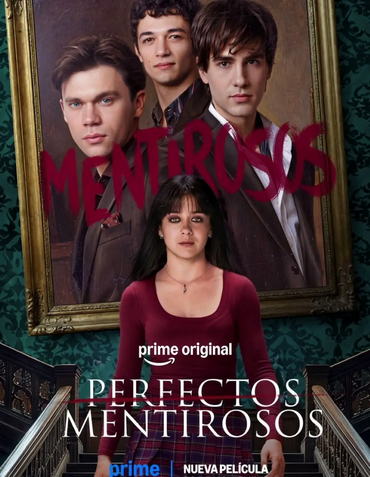 Cartel de «Perfectos mentirosos» con los protagonistas de la adaptación de Prime Video basada en la novela de Alex Mírez