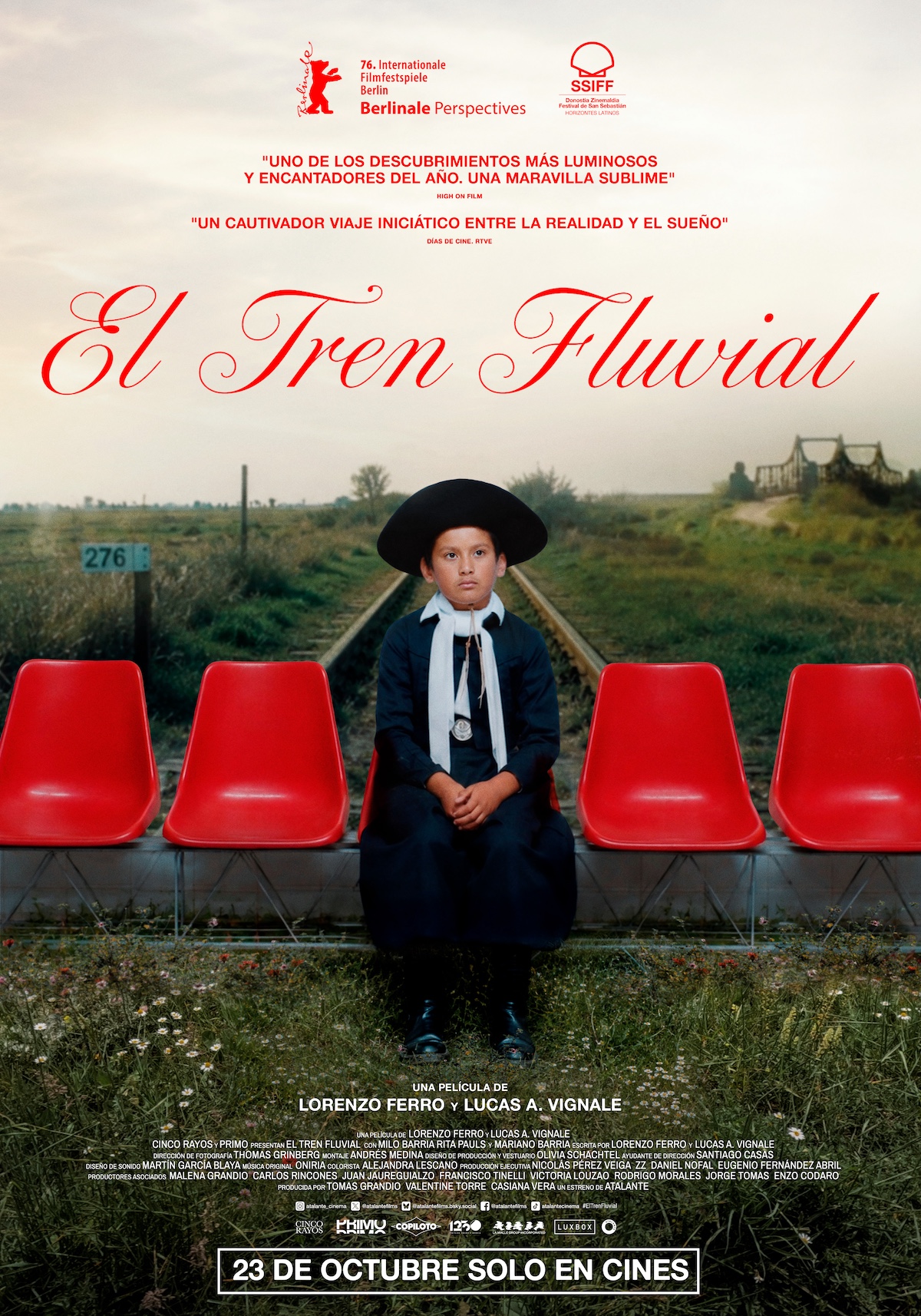 Cartel oficial de «El tren fluvial», película dirigida por Lorenzo Ferro y Lucas A. Vignale y protagonizada por Milo Barría