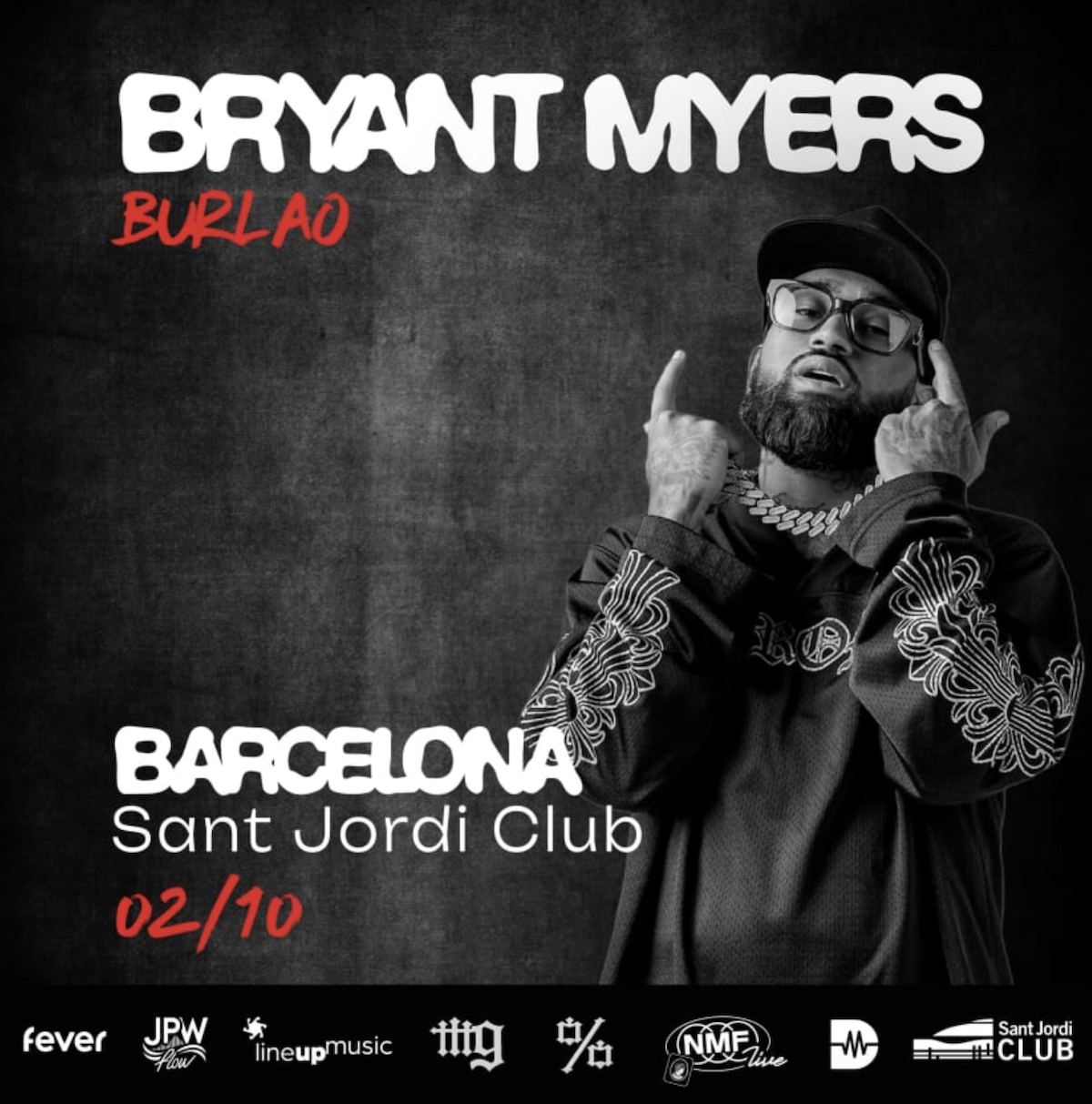 Cartel del concierto de Bryant Myers en Barcelona