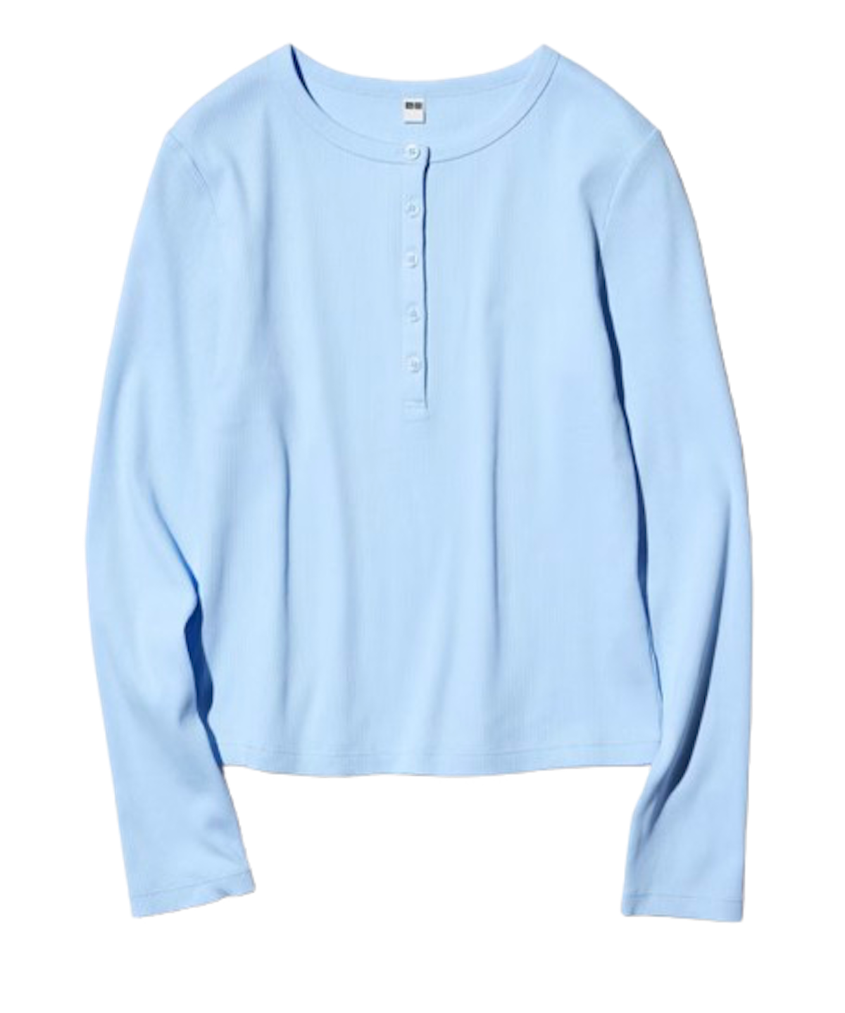 Camiseta Henley en azul bebé de Uniqlo. Precio: 19,90€ 