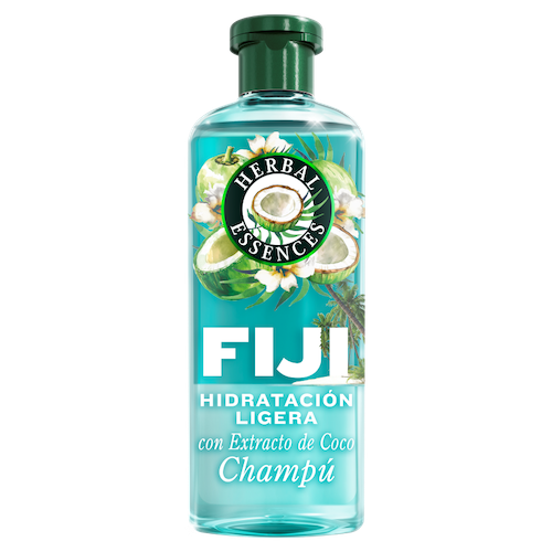 Champú Fiji, de Herbal Essences, una fórmula ligera con extracto de coco que limpia e hidrata sin apelmazar. Precio: 5,29 €