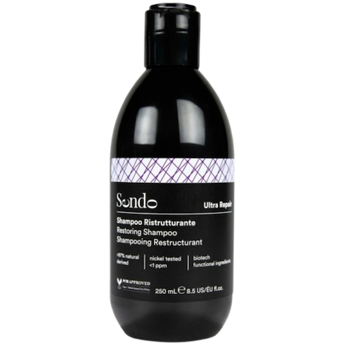 Champú Reestructurante, de Sendo, una fórmula pensada para limpiar con suavidad y ayudar a reparar e hidratar el cabello dañado. Farmacia El Globo. 250 ml. Precio: 9,20€