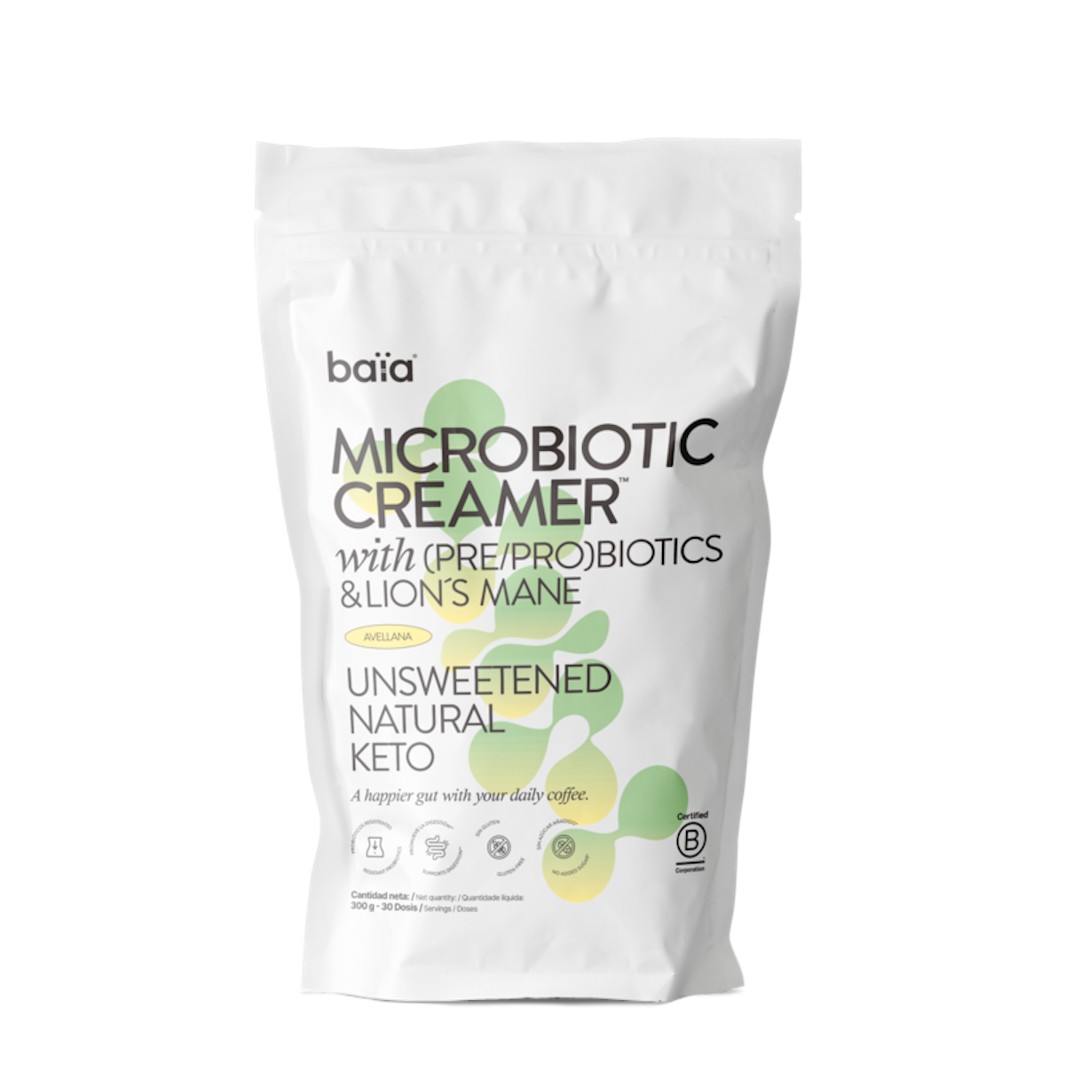 «Microbiotic creamer» de Baïa, Uno de los suplementos con fibra prebiótica y un probiótico patentado
