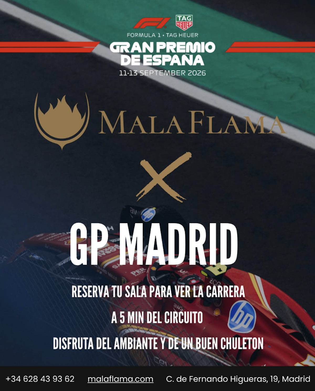 Cartel oficial de MalaFlama x GP 