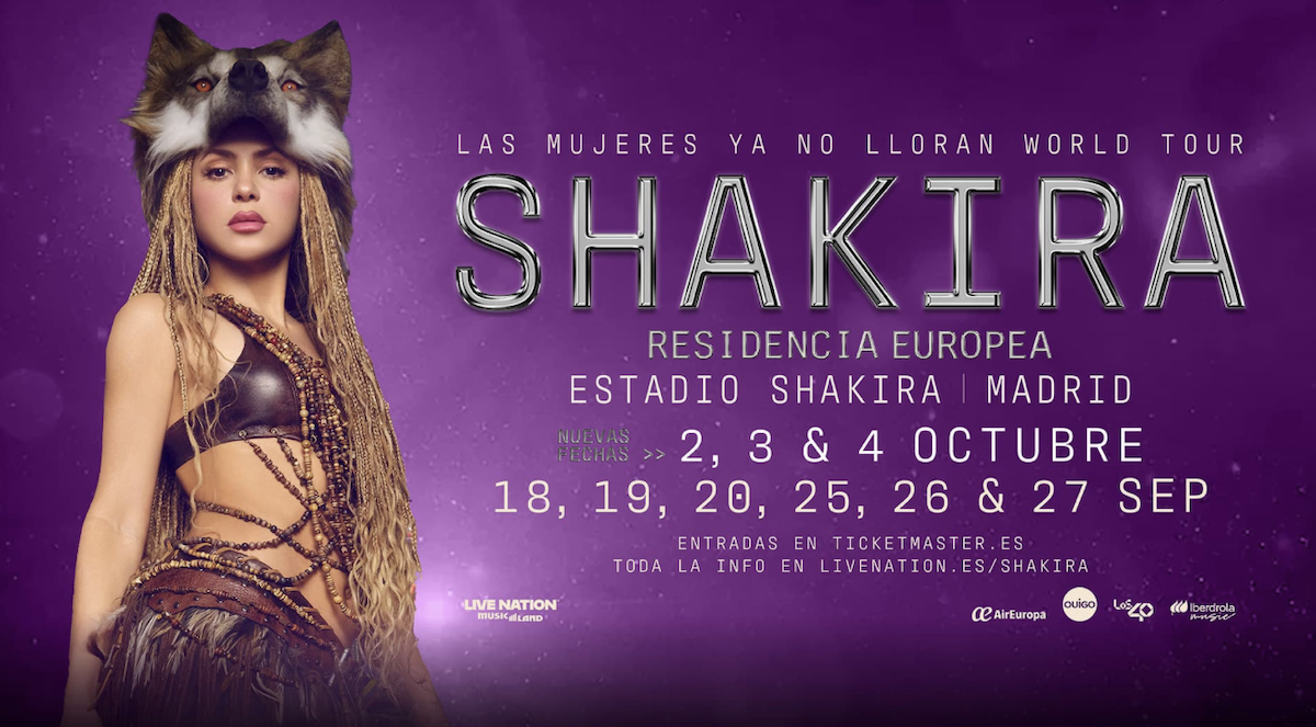 Cartel oficial de los conciertos de Shakira en Madrid 