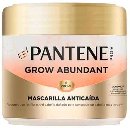 Mascarilla capilar «Grow Abundant» de Pantene, de 300 ml, formulada con complejo Pro-Vitamina y aminoácidos para nutrir el cabello dañado, fortalecer la fibra capilar y ayudar a reducir la rotura