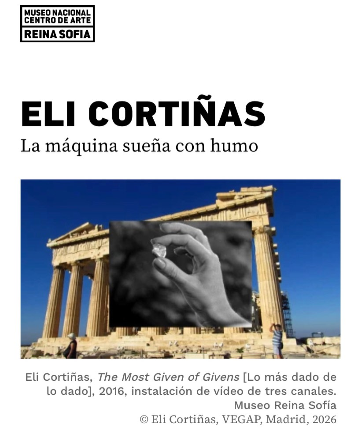 Eli Cortiñas en la inauguración de su exposición «La máquina sueña con humo» en el Museo Reina Sofía