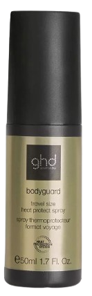 Spray protector térmico «ghd Bodyguard» de ghd, en formato mini de 50 ml, diseñado para proteger el cabello del calor de las herramientas térmicas gracias a su sistema de protección térmica