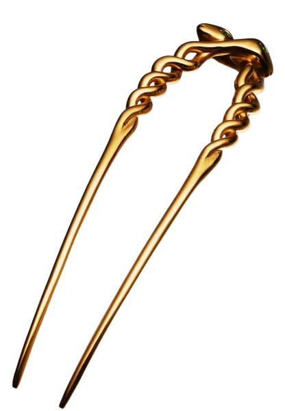Pasador para el pelo «Pin Serpent DP», con dos serpientes entrelazadas y ojos verde esmeralda, inspirado en la joyería victoriana