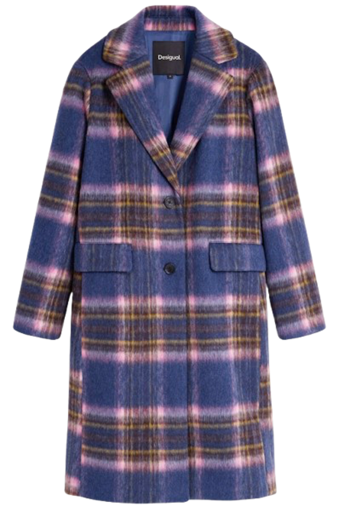 Abrigo de lana de cuadros de Desigual. Precio: 199 €
