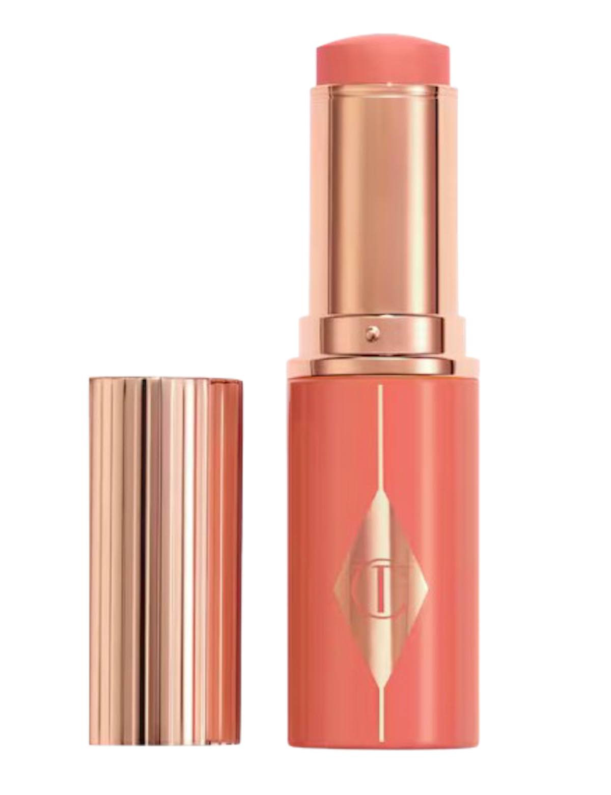 Colorete «Unreal Blush Healthy Glow Stick» en el tono «Peachy glow» de Charlotte Tilbury vía Sephora